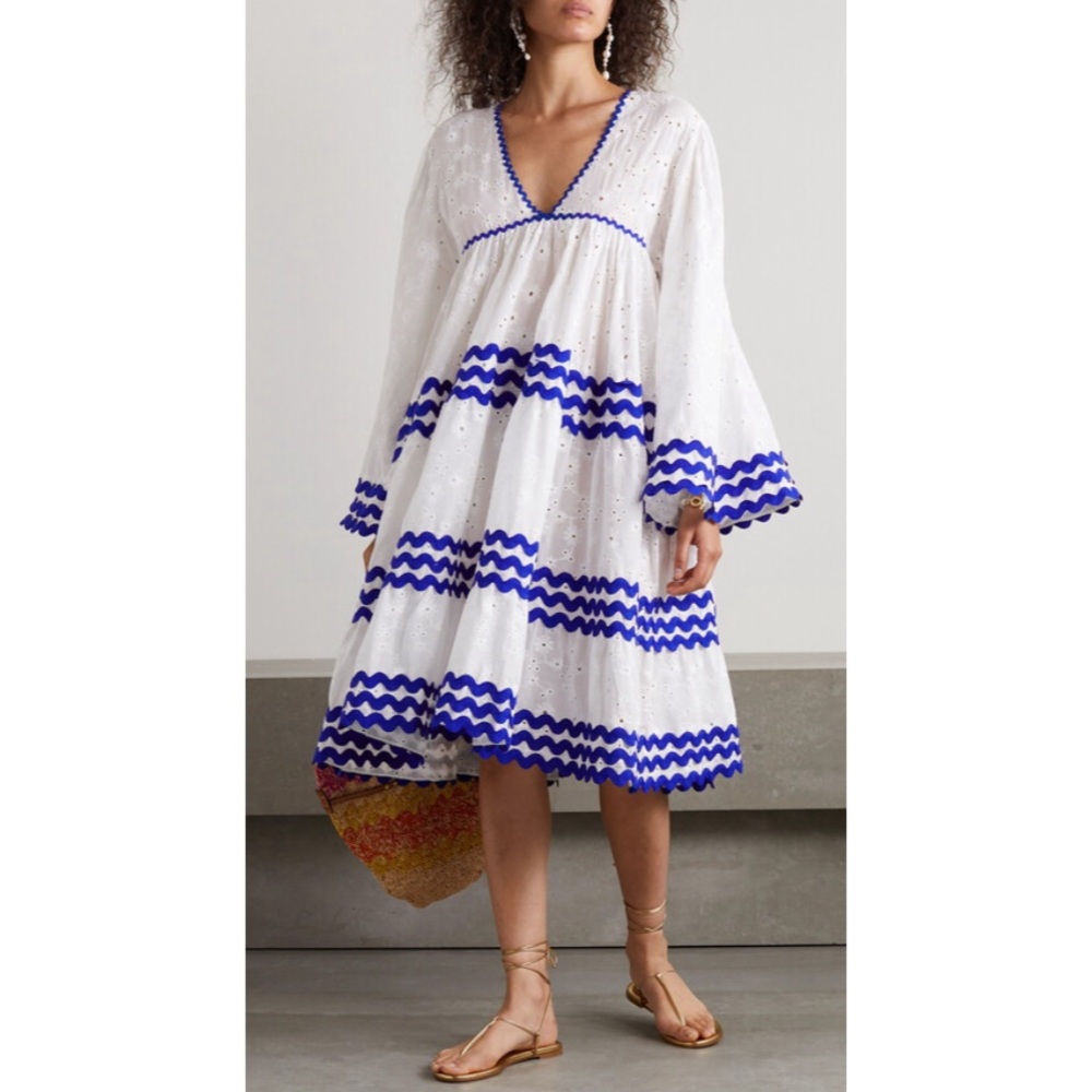 CORAL LUXURY DRESS Flora Sardalos Hydra Ric Rac trimmed dress - Picture 5 of 17
